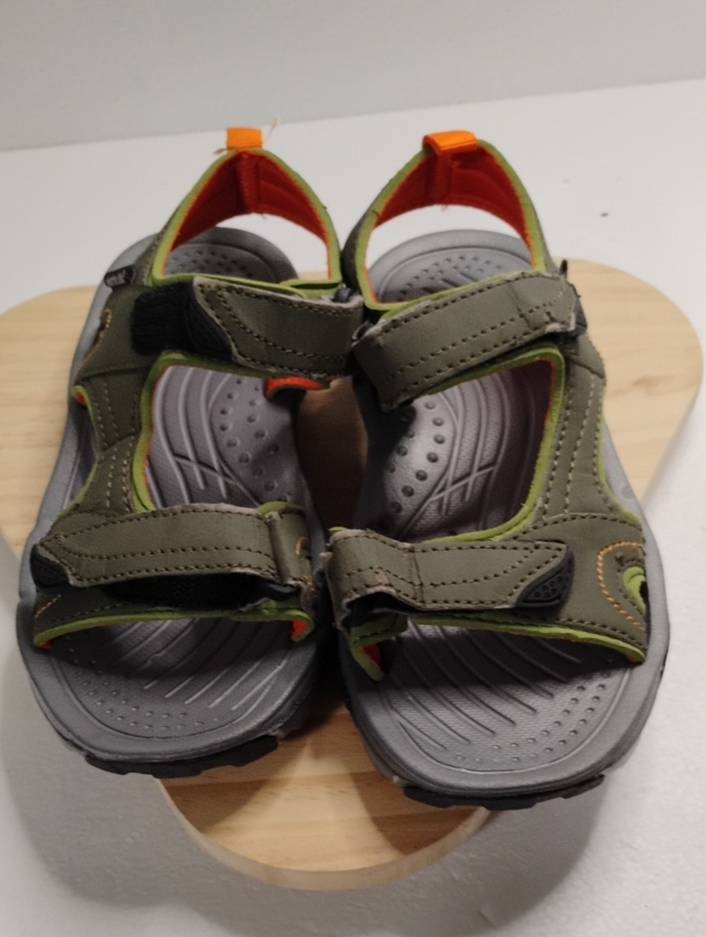 Northside Olive Green and Orange Kids Active Sandals